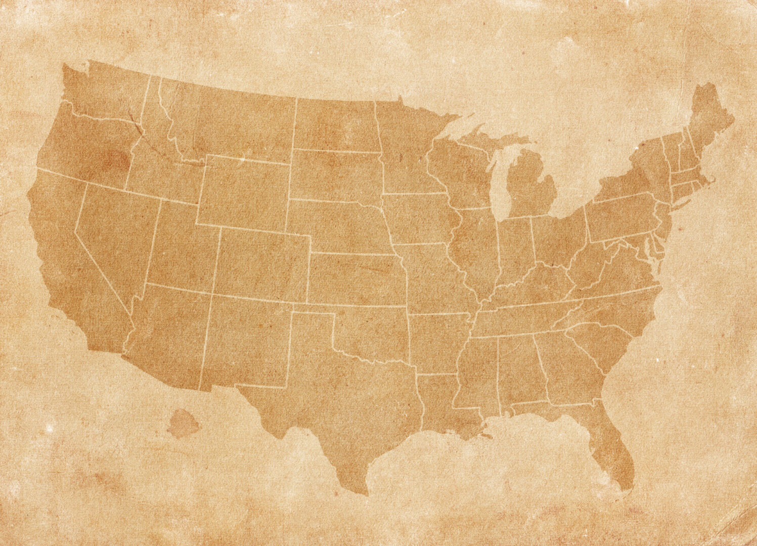 Usa,Map,On,Brown,Paper.,Vintage,Map